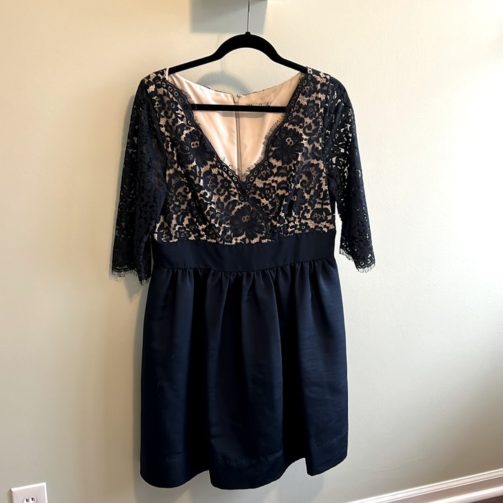 Eliza J Women’s formal holiday dress, lace, navy - size 14